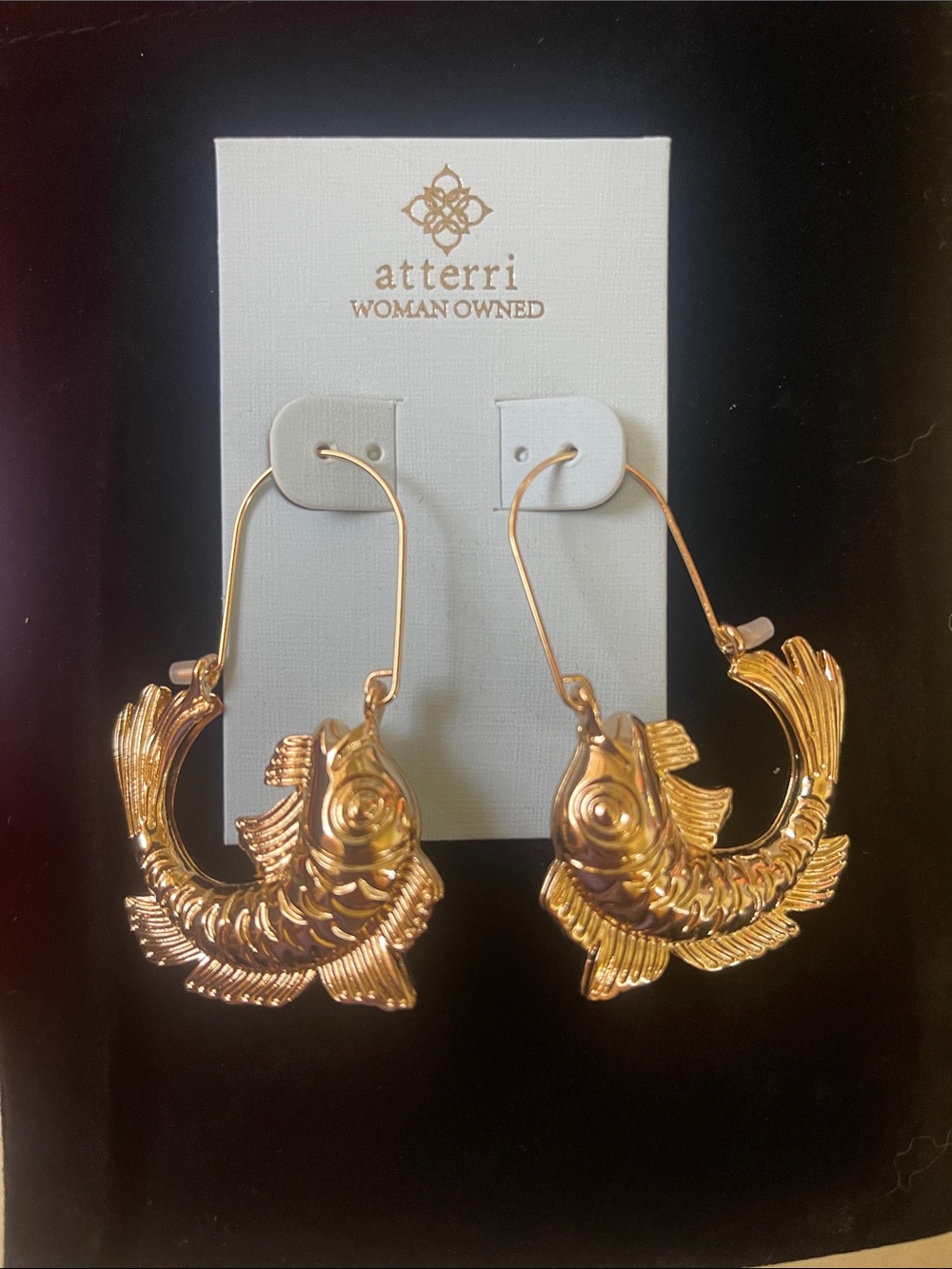 Atterri Gold Fish Hoop Earrings - Sculpted Fish Design